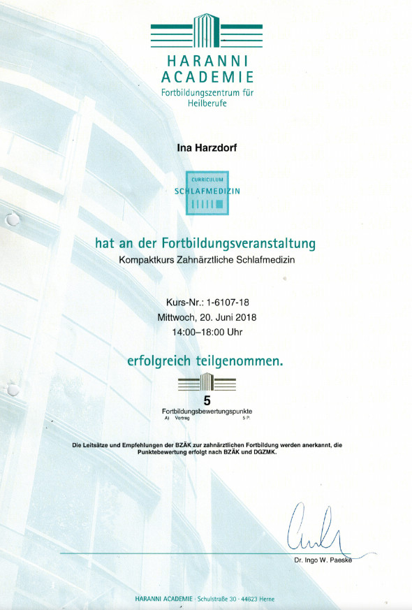 Fortbildung in der Schlafmedizin Fortbildung in der Schlafmedizin